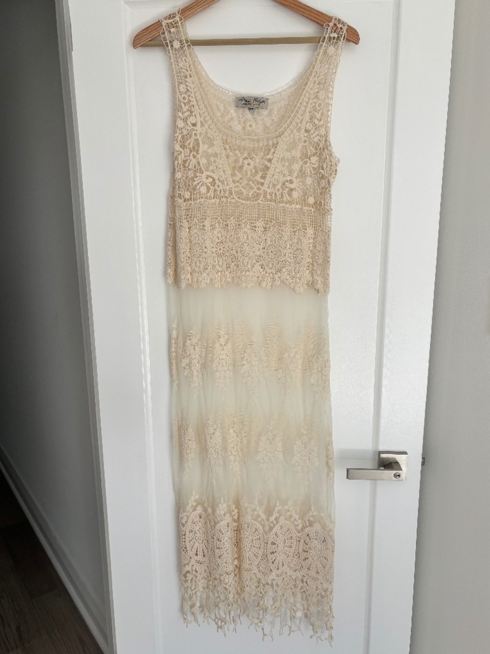 Parisian Collection Cream Crochet Lace Maxi Dress/Cover Up Women’s M/L